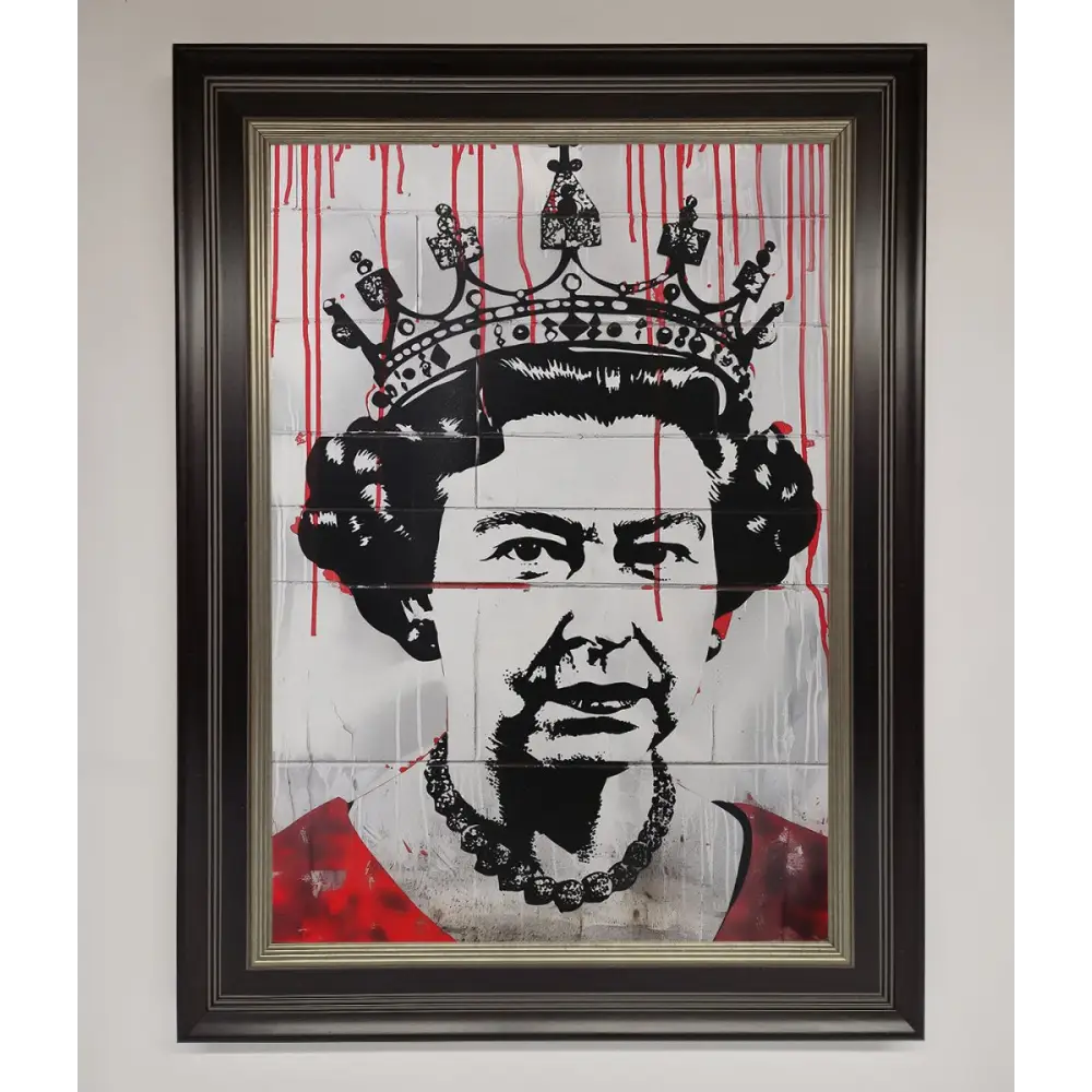 Queen Elizabeth Graffiti Red Blood Framed Poster - B0 (100 x 141 cm) / Black Silver - Framed Print
