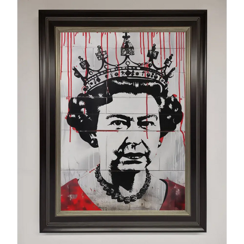 Queen Elizabeth Graffiti Red Blood Framed Poster - B0 (100 x 141 cm) / Black Silver - Framed Print