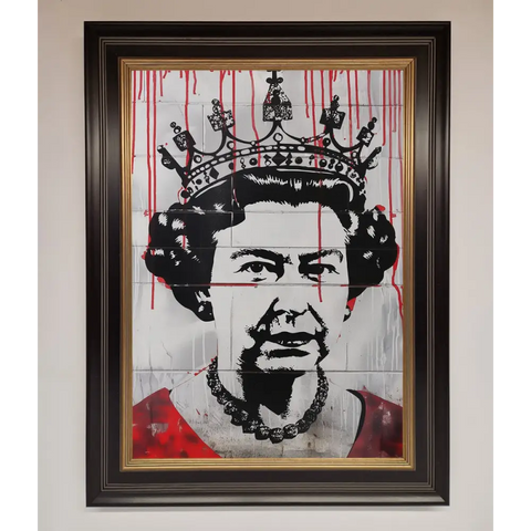 Queen Elizabeth Graffiti Red Blood Framed Poster - B0 (100 x 141 cm) / Black Gold - Framed Print