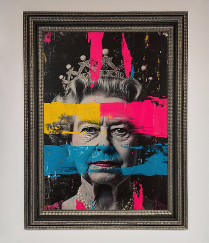Queen Elizabeth Paint Splatter Framed Wall Art