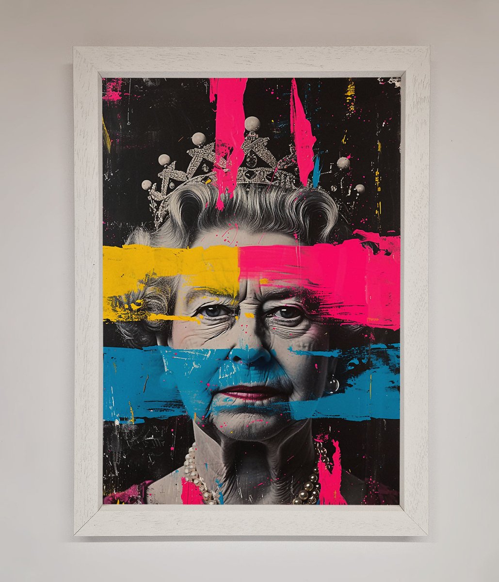Queen Elizabeth Paint Splatter Framed Wall Art