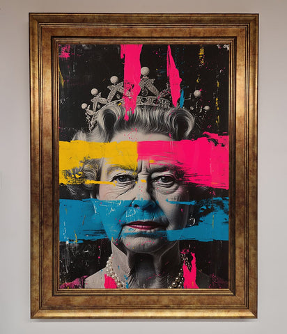 Queen Elizabeth Paint Splatter Framed Wall Art