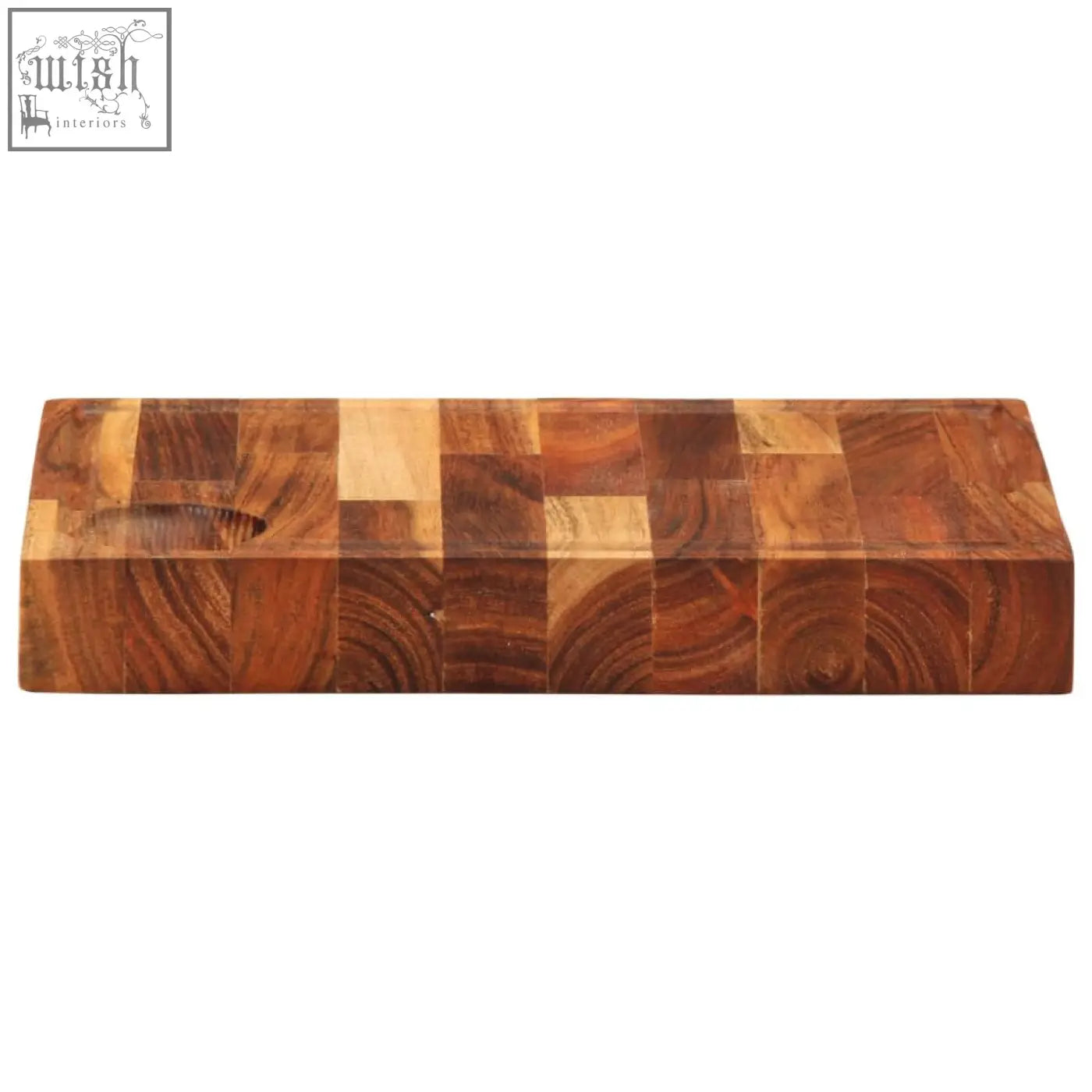 Quena acacia wood chopping board with solid acacia rich brown amber and light tan mosaic pattern 30cm