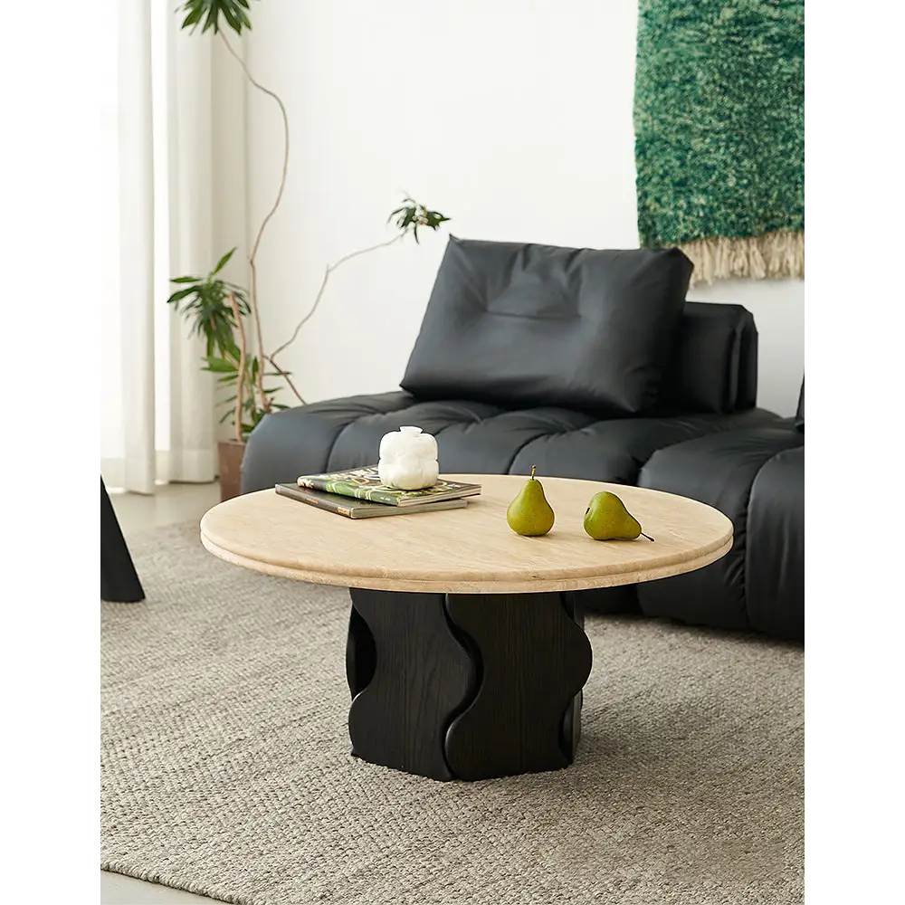 Quintero Round Coffee Table Marble Or Travertine - coffee table