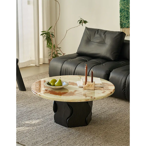 Quintero Round Coffee Table Marble Or Travertine - coffee table