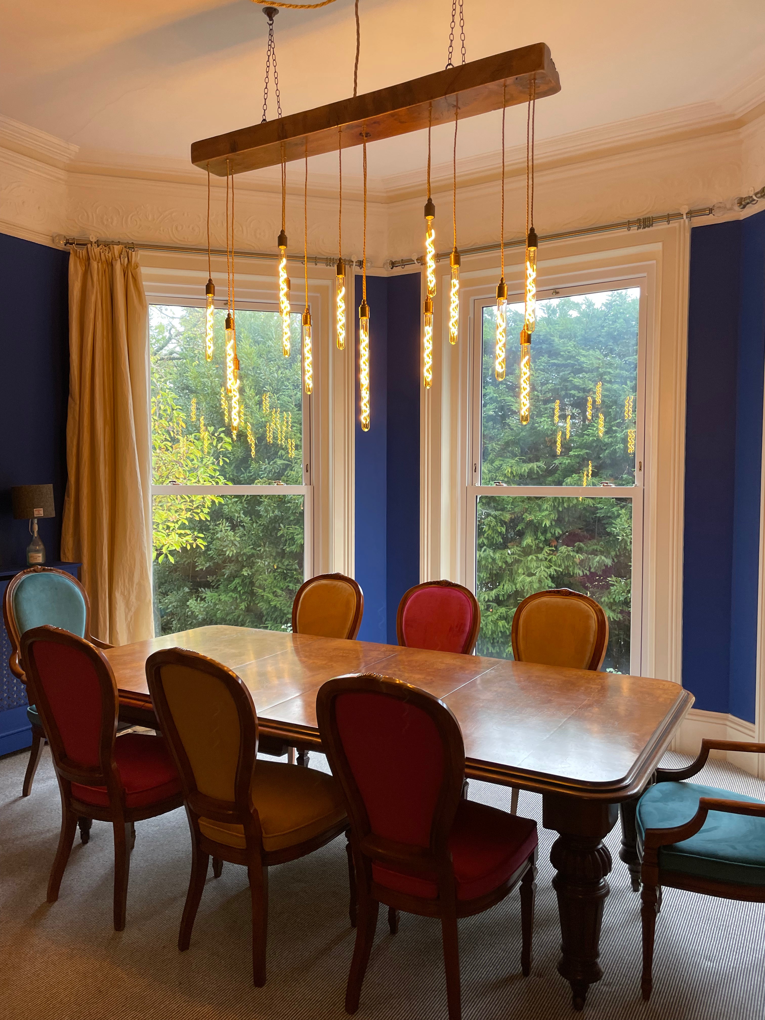 15 Light Oak Beam Chandelier | Large Kitchen Island & Statement Dining Lighting UK