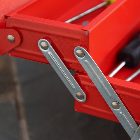 DURHAND Metal Tool Box 3 Tier 5 Tray Professional Portable Storage Cabinet Workshop Cantilever Toolbox with Carry Handle, 45cmx20cmx34.5cm, Red