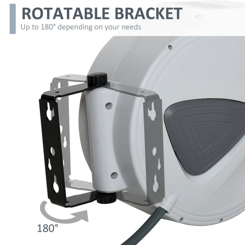 DURHAND Retractable Air Hose Reel 15m+ 140cm Hose Diameter 3/ 8" 9.5mm, Hose Connector 1/ 4" BSP, Wall Mount Auto Rewind Hose- Reel
