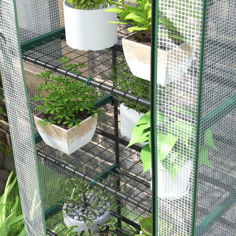 Outsunny 193cm Five Shelf Mini Greenhouse - White