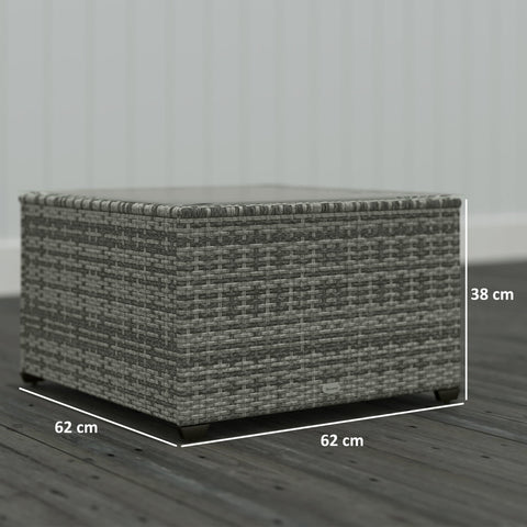 Outsunny 62 x 62cm Glass-Top Rattan Side Table - Light Grey