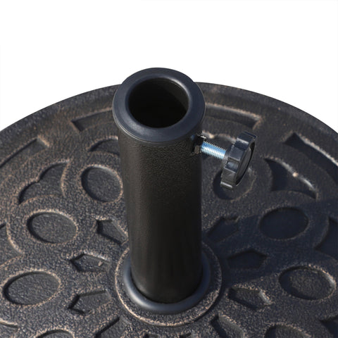 Outsunny 14kg Round Garden Parasol Base Holder Decorative Resin Market Umbrella Stand with Adjustable Coupler, Bronze