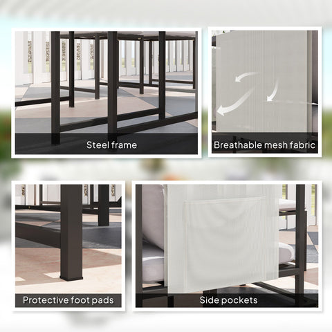Outsunny Nine-Piece Steel Frame Garden Dining Set - Dark Grey