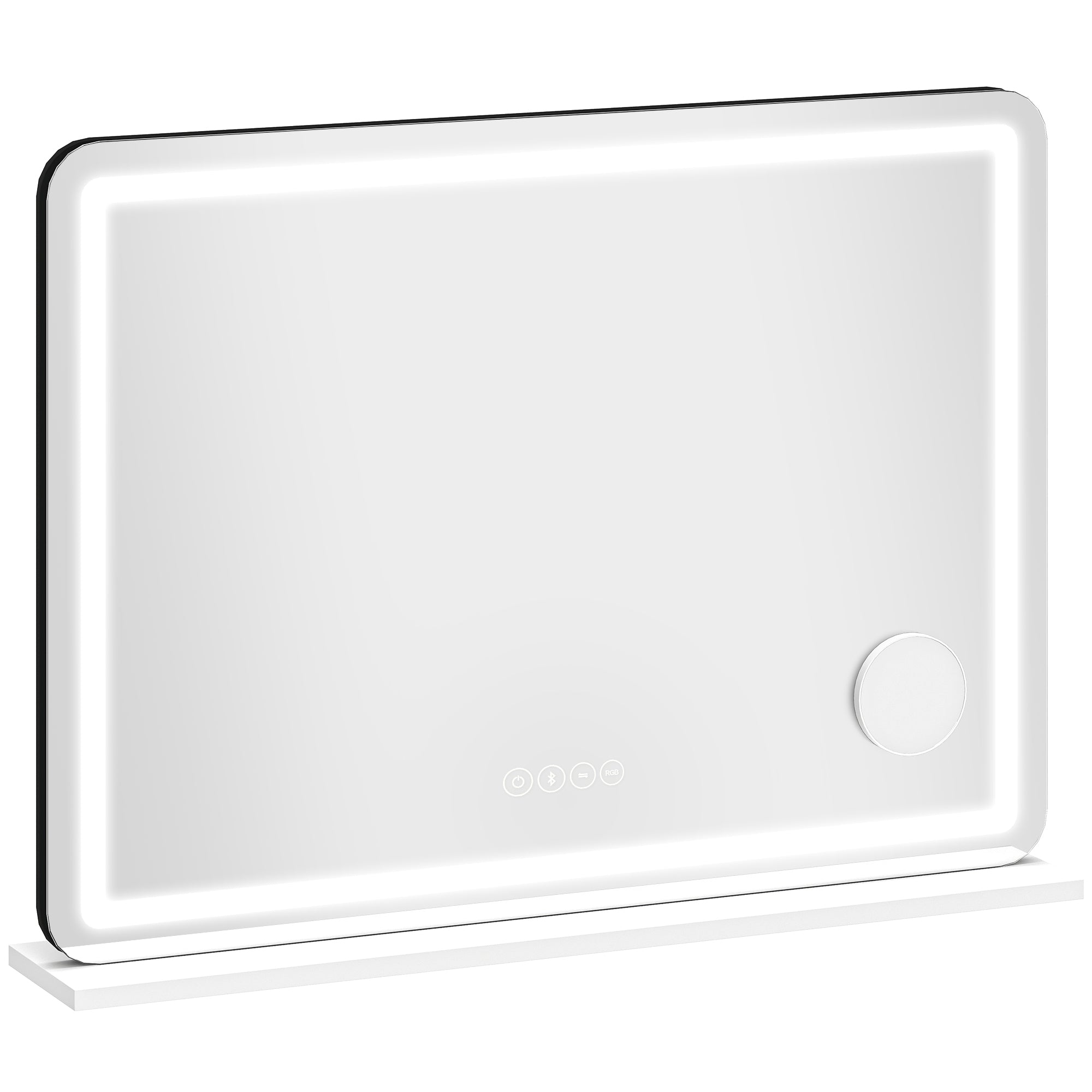 HOMCOM Vanity Mirror with Lights, Dimmable Makeup Mirror with Adjustable Colour Temperature, RGB Light, Bluetooth Speaker White