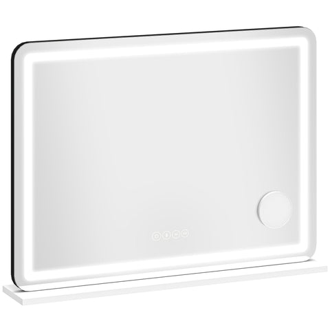 HOMCOM Vanity Mirror with Lights, Dimmable Makeup Mirror with Adjustable Colour Temperature, RGB Light, Bluetooth Speaker White