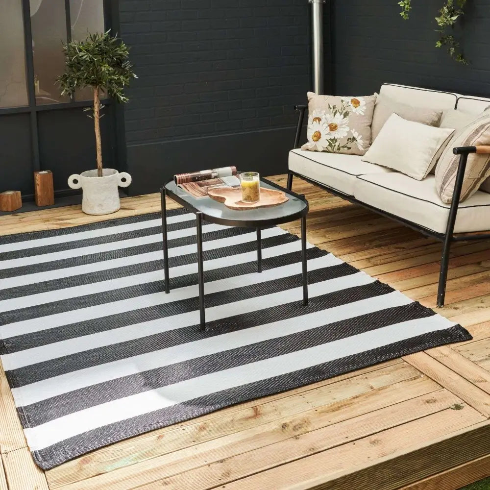 Rainbow Outdoor Rug Black & White | 1030 - Rugs