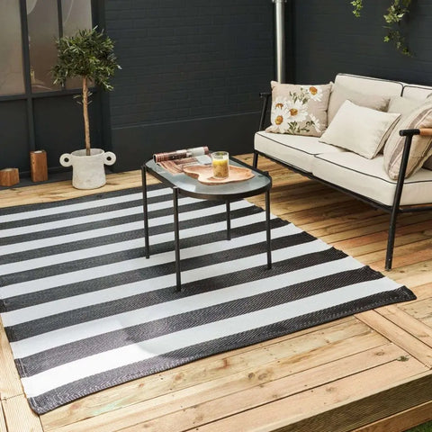 Rainbow Outdoor Rug Black & White | 1030 - Rugs