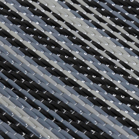 Dark grey woven strap with textured interlaced pattern from rainbow outdoor rug dark perfect for outdoor use