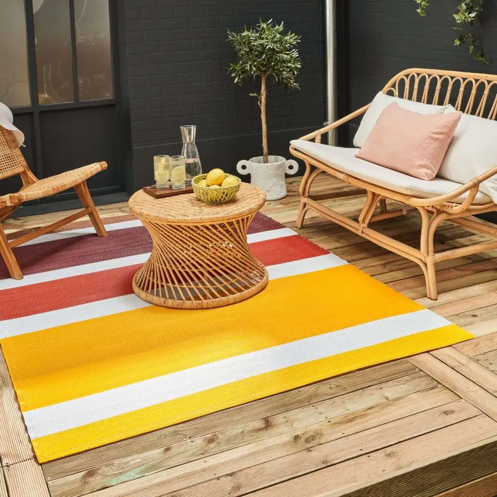 Rainbow Outdoor Rug Yellow | 1030 - Rugs