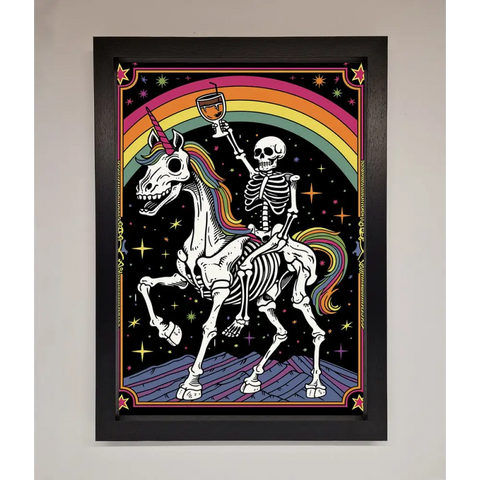 Rainbow Skeleton Framed Wall Art - A3 (29.7 x 42 cm) / Black - Framed Print