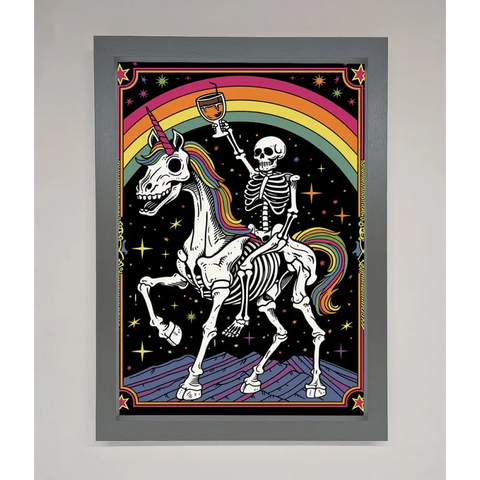 Rainbow Skeleton Framed Wall Art - A3 (29.7 x 42 cm) / Dark Grey - Framed Print