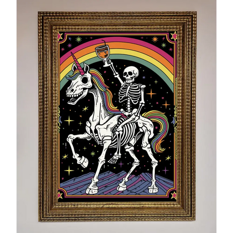 Rainbow Skeleton Framed Wall Art - A3 (29.7 x 42 cm) / Ornate Gold - Framed Print