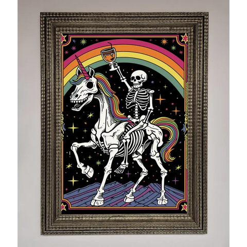 Rainbow Skeleton Framed Wall Art - A3 (29.7 x 42 cm) / Ornate Silver - Framed Print