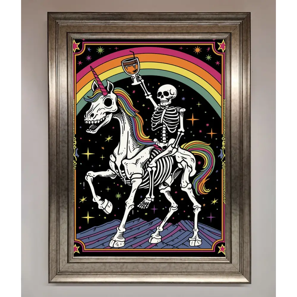 Rainbow Skeleton Framed Wall Art - A3 (29.7 x 42 cm) / Silver - Framed Print