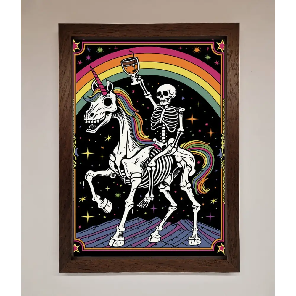 Rainbow Skeleton Framed Wall Art - A3 (29.7 x 42 cm) / Walnut - Framed Print