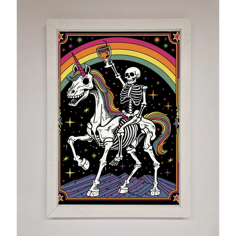 Rainbow Skeleton Framed Wall Art - A3 (29.7 x 42 cm) / White - Framed Print