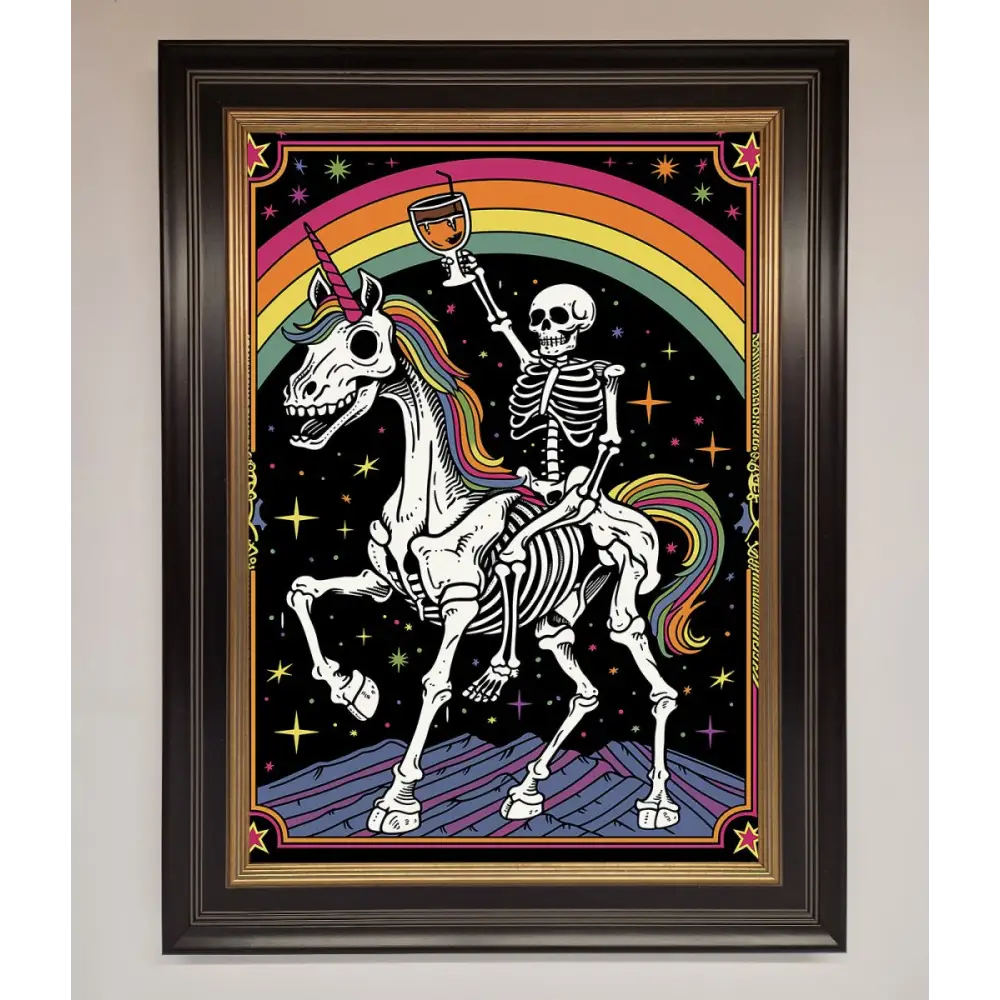 Rainbow Skeleton Framed Wall Art - B0 (100 x 141 cm) / Black Gold - Framed Print