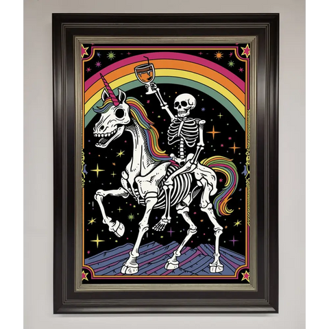 Rainbow Skeleton Framed Wall Art - B0 (100 x 141 cm) / Black Silver - Framed Print