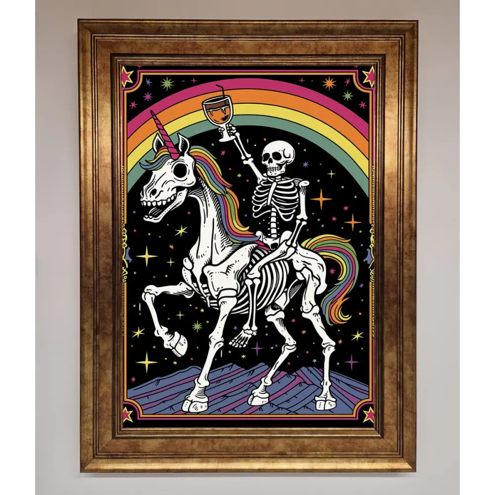 Rainbow Skeleton Framed Wall Art - B0 (100 x 141 cm) / Bronze - Framed Print