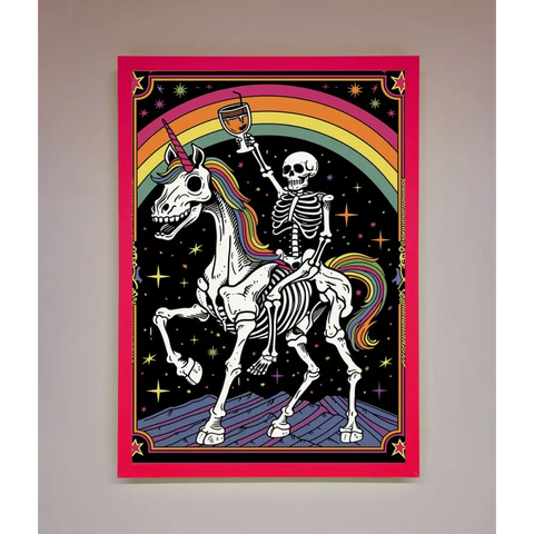 Rainbow Skeleton Framed Wall Art - B0 (100 x 141 cm) / Neon Pink - Framed Print