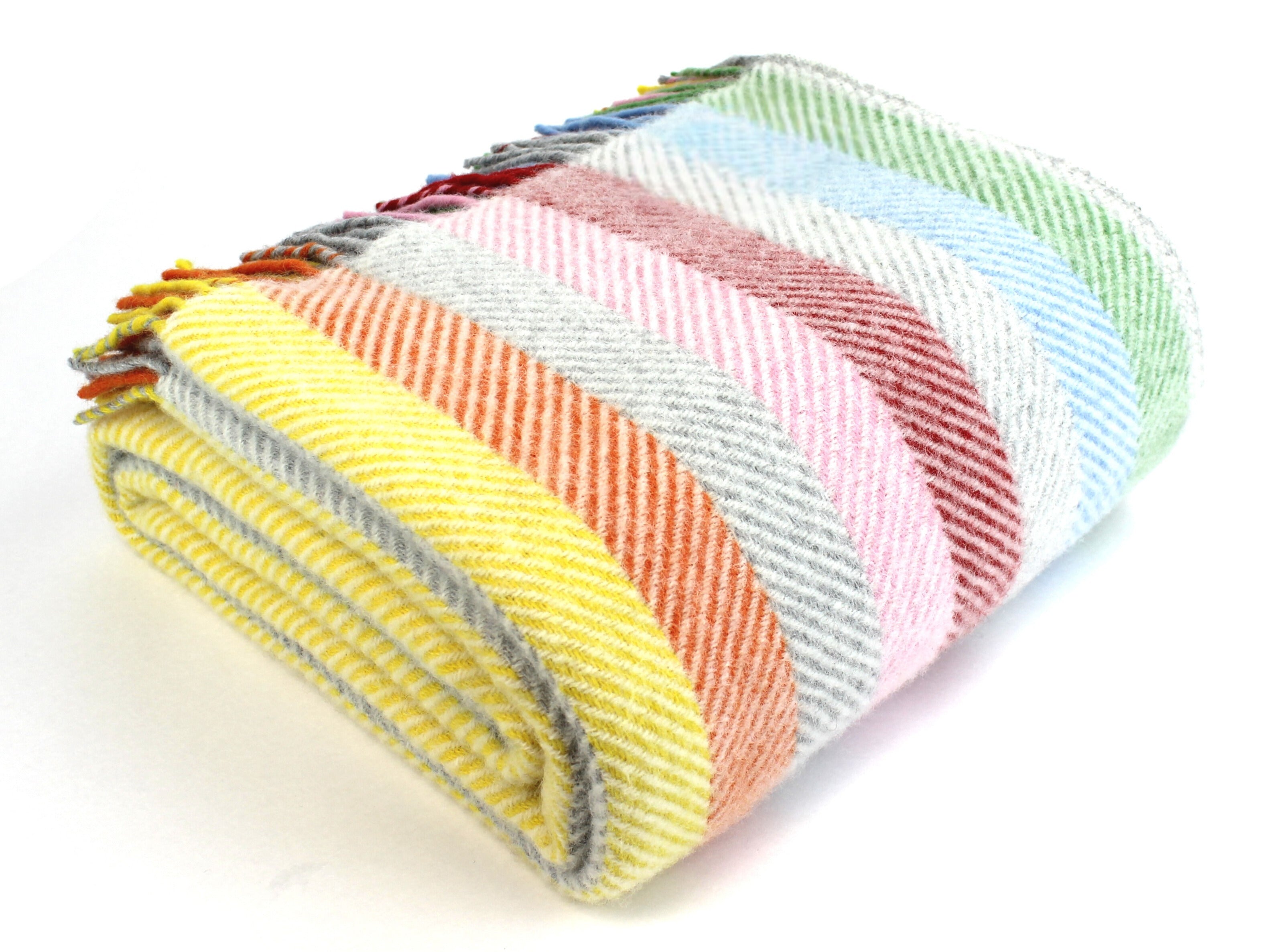 Stripe Pure New Wool Throw - Rainbow Grey