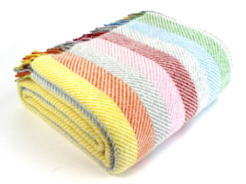 Stripe Pure New Wool Throw - Rainbow Grey
