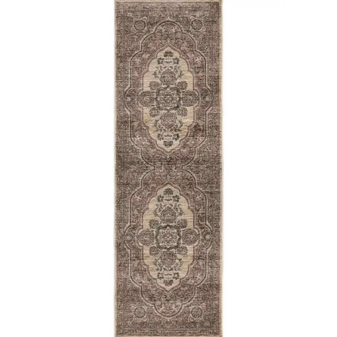 Raja Medallion Vintage Rug – Brown Heritage Elegance - 68X235 cm - Rugs