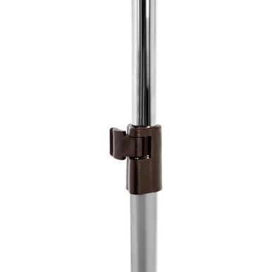 Ralesi chrome frame clothes rack showing chrome metal pole with brown plastic clamp for sturdy support