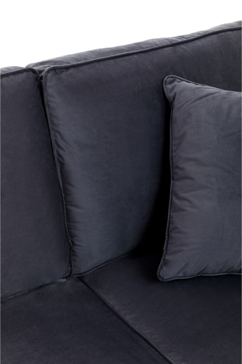 Dark gray velvet ralph three seat sofa with matching throw pillows perfect black velvet sofa for stylish seating