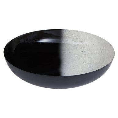 Black and white ceramic ramus ombre bowl with a glossy finish split down the middle perfect as a white ombre bowl