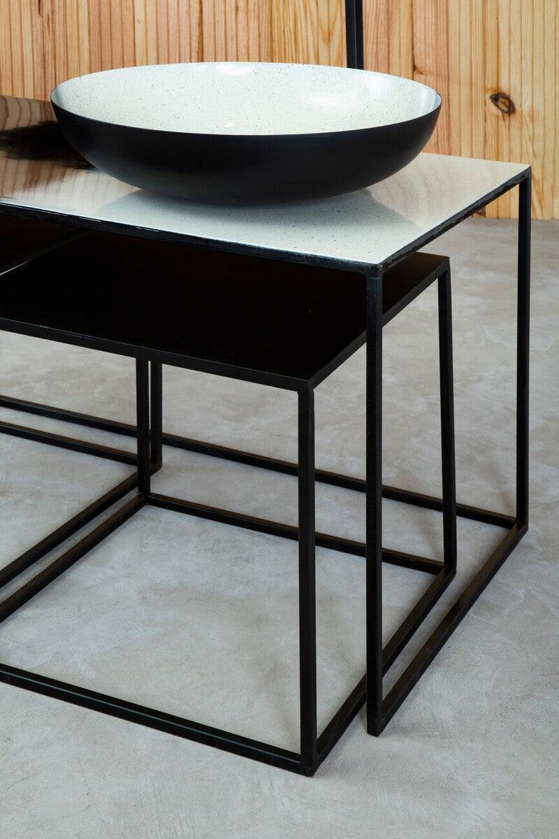 Ramus black and white ombre bowl ceramic vessel sink with speckled white ombre design and modern bowl shape