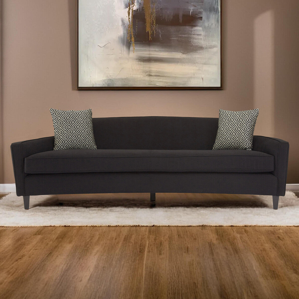 Rania 3 Seat Black Dimity Fabric Sofa