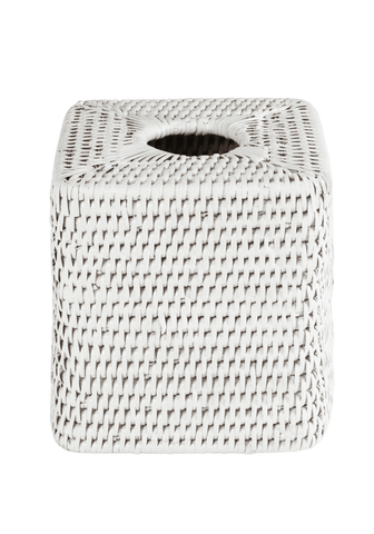 Rattan Tissue Box Cover - White