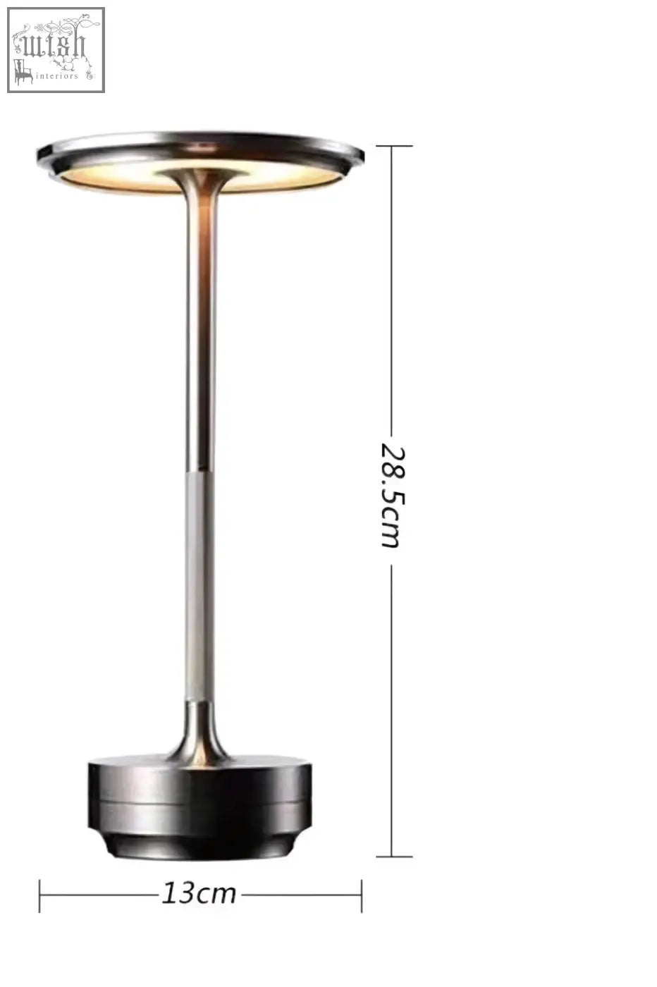 Modern minimalist rechargeable table lamp with sleek brushed metallic aluminum finish and cylindrical design
