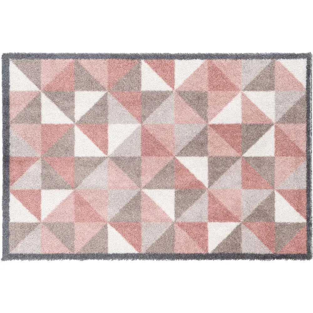 Recycled Washable 50x75 cm Mats | 127 - Geometric Pink - Doormat