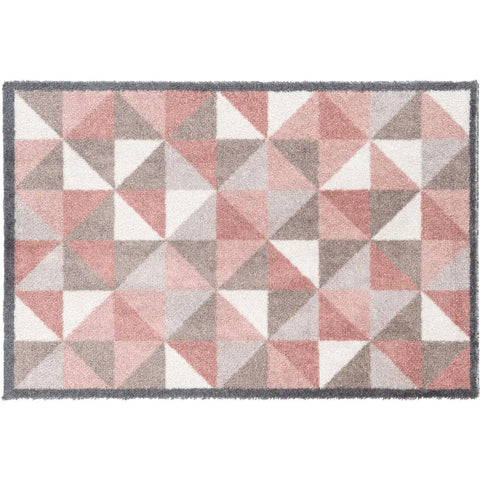 Recycled Washable 50x75 cm Mats | 127 - Geometric Pink - Doormat