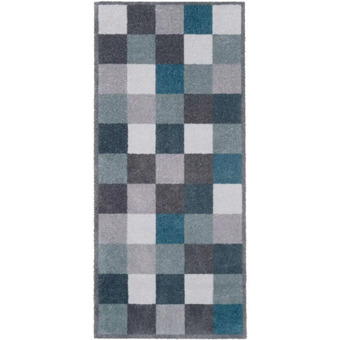 Recycled Washable 67x150 cm Mats | 125 - Geometric Blue - Doormat