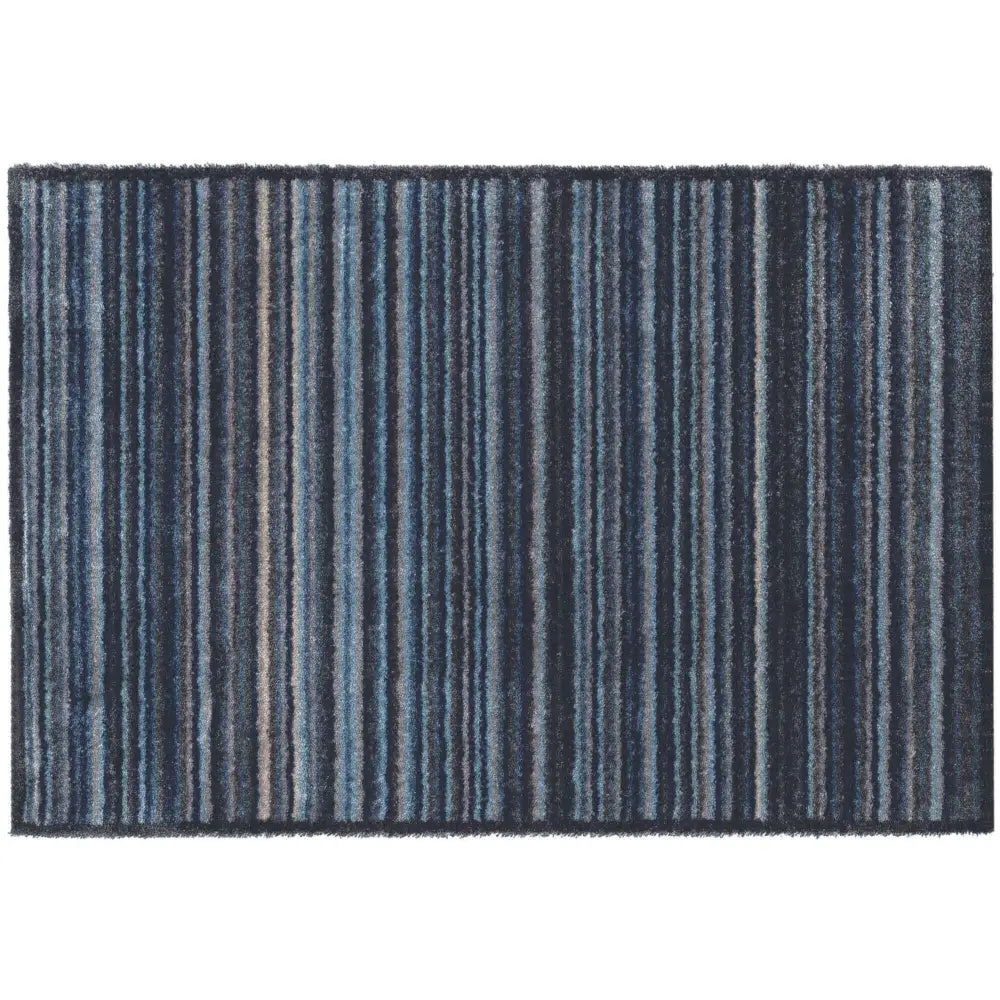 Recycled Washable Small 50x75 cm Mats | 128 - Stripe Blue - Doormat