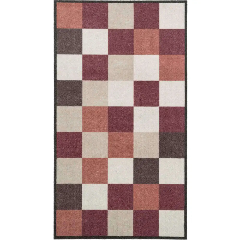 Recycled Washable Small Medium Mats | 130-2 - Geometric Red / 67X120 cm - Doormat