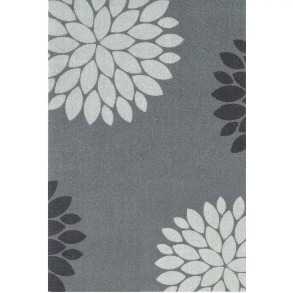 Recycled Washable Small Medium Mats | 130-2 - Modern Flowers grey / 50X75 cm - Doormat
