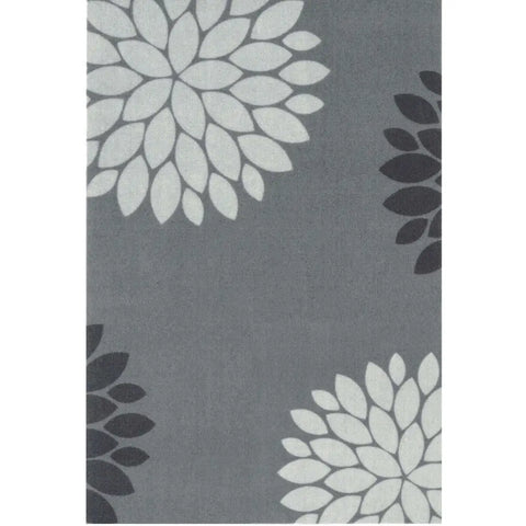 Recycled Washable Small Medium Mats | 130-2 - Modern Flowers grey / 50X75 cm - Doormat